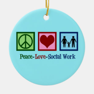 Peace Love Social Work Ceramic Tree Decoration