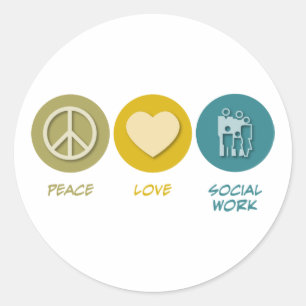 Peace Love Social Work Classic Round Sticker