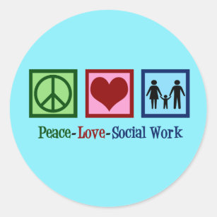 Peace Love Social Work Classic Round Sticker