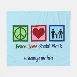 Peace Love Social Work Custom Blue Social Worker Fleece Blanket