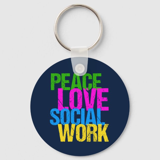 Peace Love Social Work Key Ring (Front)