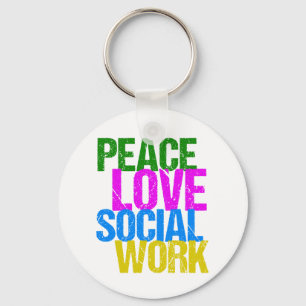 Peace Love Social Work Key Ring