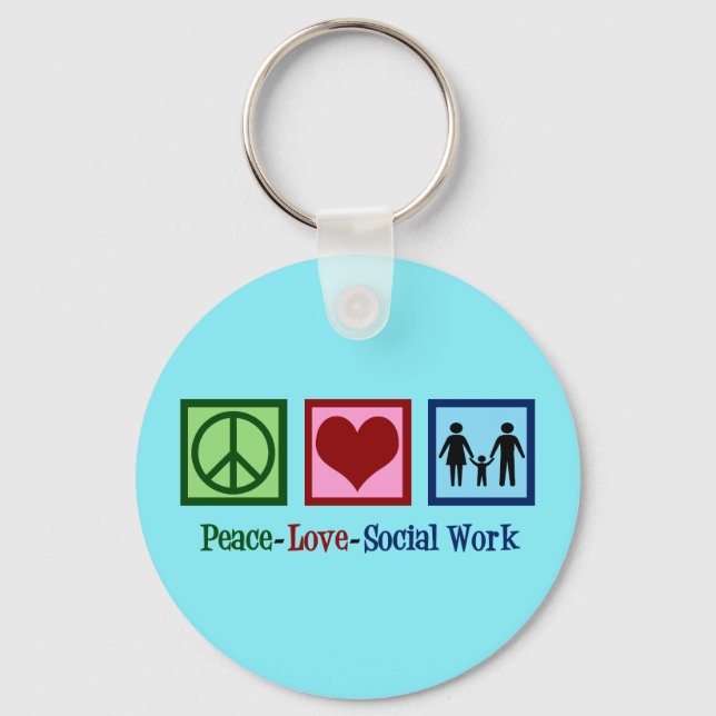 Peace Love Social Work Key Ring (Front)