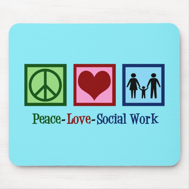 Peace Love Social Work Mouse Mat (Front)