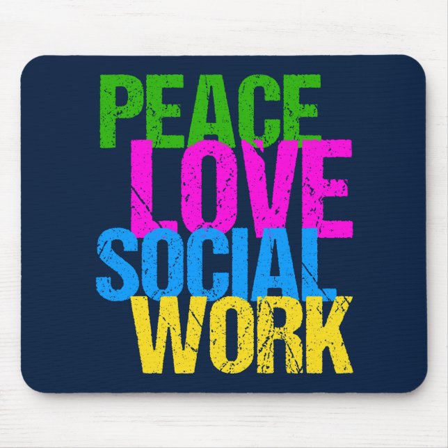 Peace Love Social Work Mouse Mat (Front)
