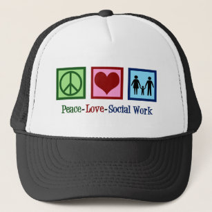 Peace Love Social Work Trucker Hat