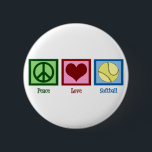 Peace Love Softball 6 Cm Round Badge<br><div class="desc">A cute softball gift.</div>