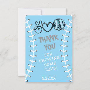Peace Love Softball Birthday Thank You Card