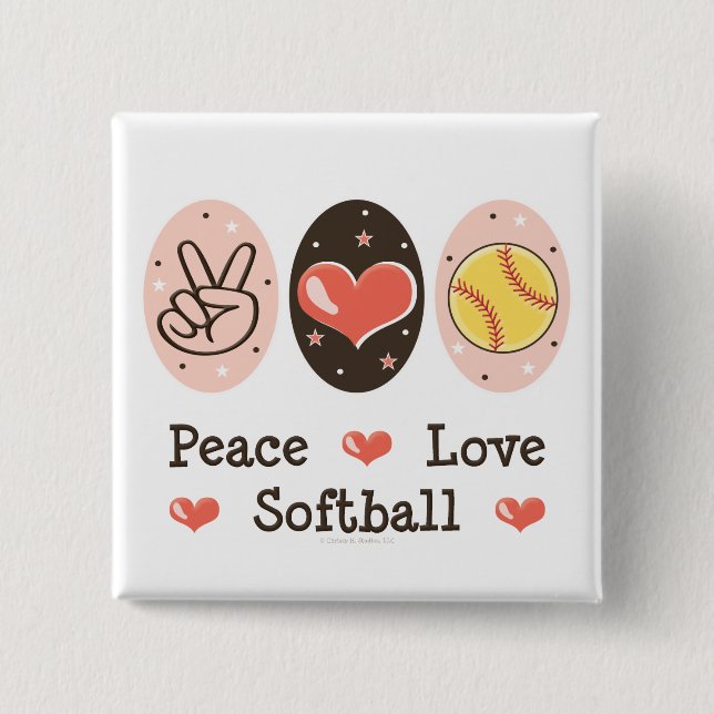 Peace Love Softball Button (Front)