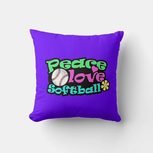 Peace, Love, Softball Cushion (Front)