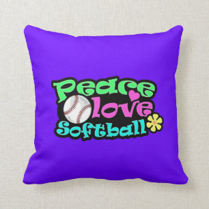 Peace, Love, Softball Cushion