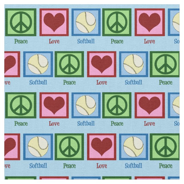 Peace Love Softball Fabric (Close Up)