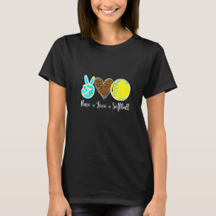 Peace Love Softball For Teen Girls Cute Leopard So T-Shirt