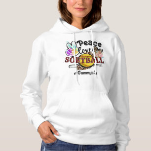 Peace Love Softball Gammy Life Mum Grandma Leopard Hoodie