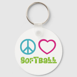 Peace Love Softball Key Ring