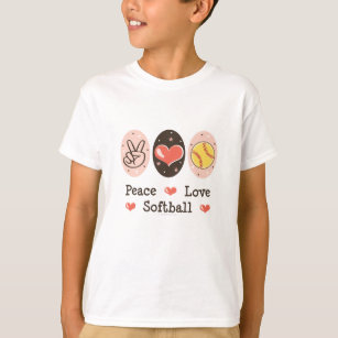 Peace Love Softball Kids Sweatshirt T-Shirt