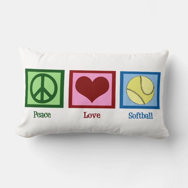 Peace Love Softball Lumbar Cushion (Front)