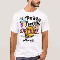 Peace Love Softball Nana Life Mum Grandma Leopard
