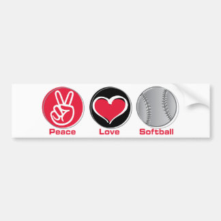 Peace Love Softball red Bumper Sticker