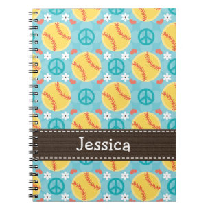 Peace Love Softball Spiral Notebook Journal
