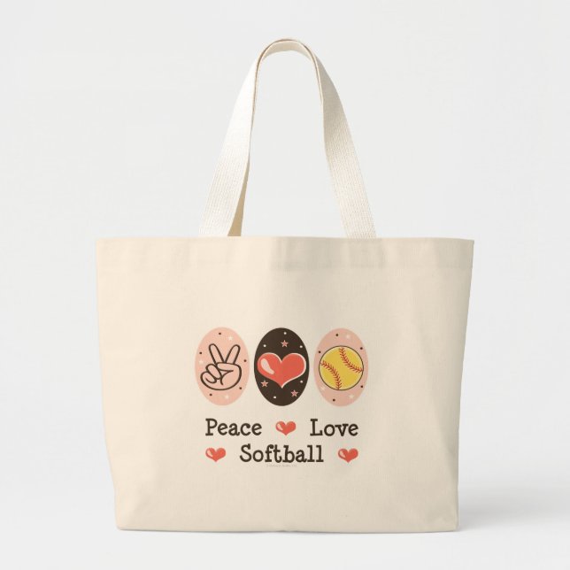 Peace Love Softball Tote Bag (Front)