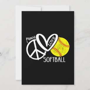 Peace Love Softball Vector SKY Thank You Card