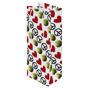 Peace Love Softball Wine Gift Bag