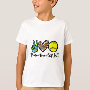 Peace Love Softll For Teen Girls Cute Leopard Soft T-Shirt