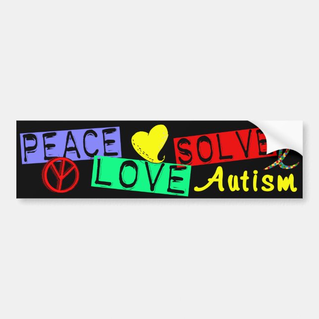 Peace Love Solve Autism Bumper Sticker (Front)