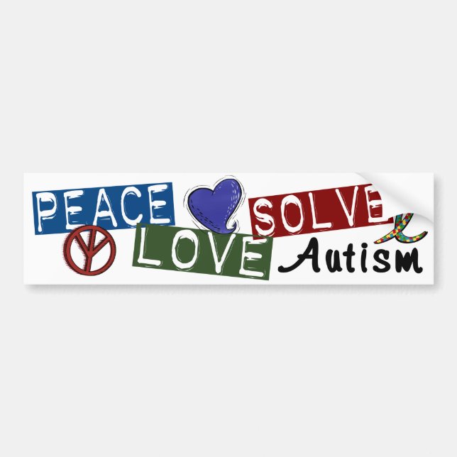Peace Love Solve Autism Bumper Sticker (Front)