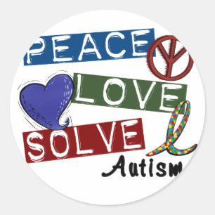 PEACE LOVE SOLVE AUTISM CLASSIC ROUND STICKER