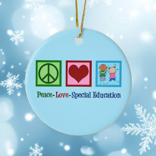 Peace Love Special Education Teacher Ceramic Tree Decoration
