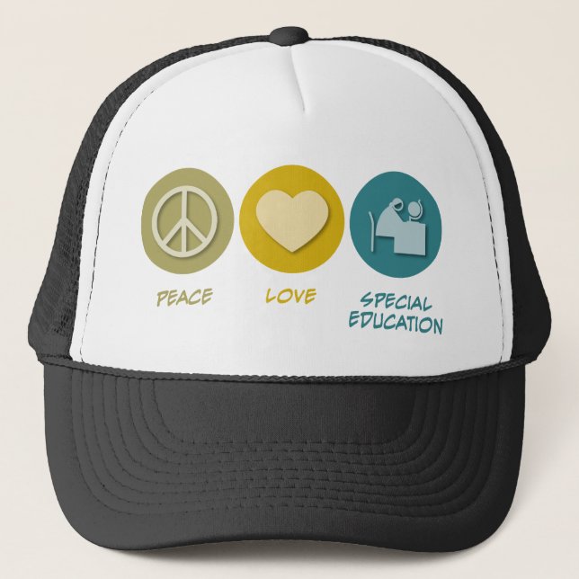 Peace Love Special Education Trucker Hat (Front)