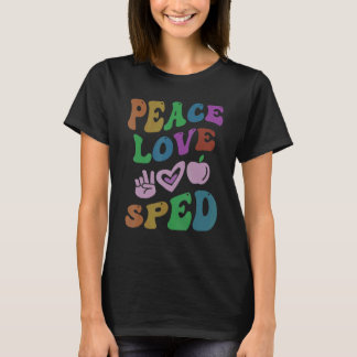 PEACE LOVE SPED Retro Special Education Groovy Sch T-Shirt
