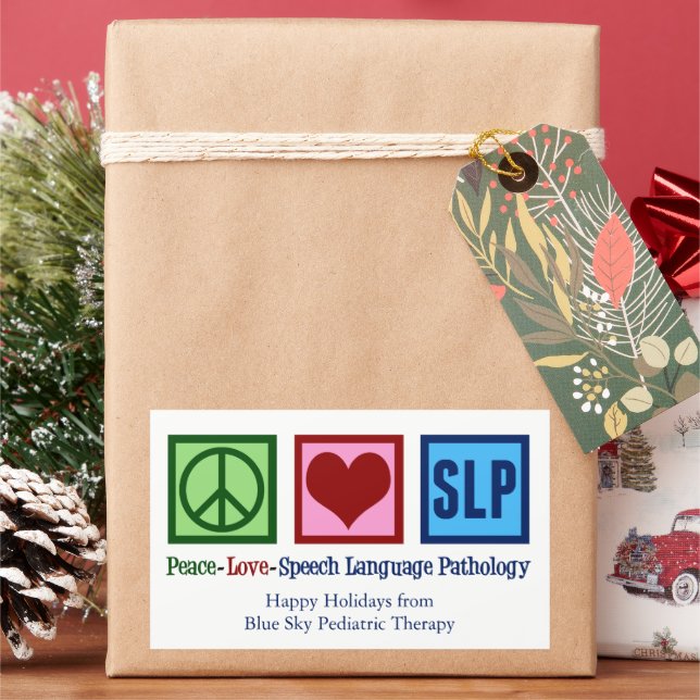 Peace Love Speech Language Pathology Rectangular Sticker (Holiday)