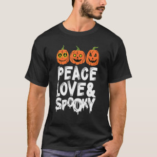 Peace Love & Spooky Halloween Pumpkins Jack O Lant T-Shirt