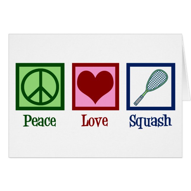 Peace Love Squash Racquet Sports Card (Front Horizontal)