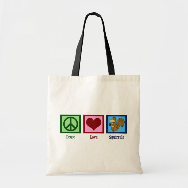 Peace Love Squirrels Tote Bag (Front)