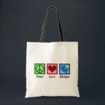 Peace Love Stamps Tote Bag<br><div class="desc">Peace Love Postage Stamps. A cute stamp collector gift for someone who collects cool postage. A fun philately present for someone into stamp collecting or a philatelist who studies stamps.</div>
