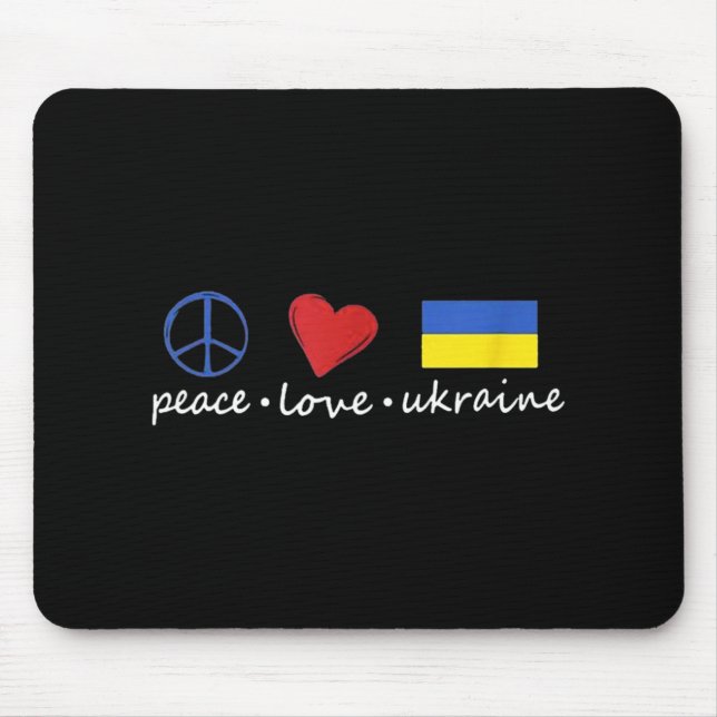 Peace Love Stand With Ukraine Support Stop War  Mouse Mat (Front)
