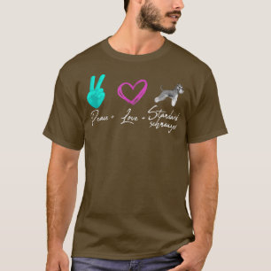 Peace Love Standard Schnauzer  Funny Dog Owner  T-Shirt