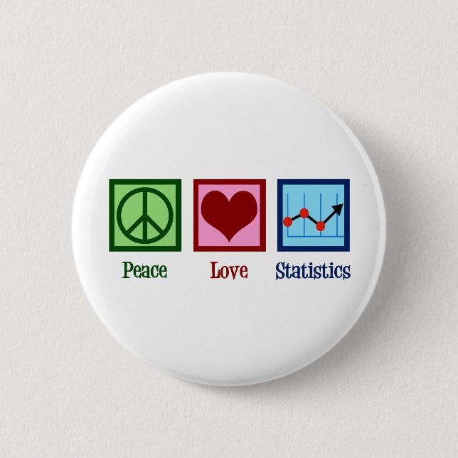 Peace Love Statistics 6 Cm Round Badge (Front)