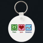 Peace Love Statistics Key Ring<br><div class="desc">Peace Love Statistics Gift. A cool statistic design with a peace sign,  heart,  and a chart with statistical data for a statistician.</div>