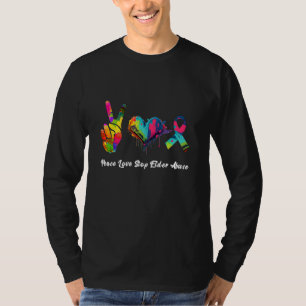 Peace Love Stop Elder Abuse Purple Day Heart Men W T-Shirt