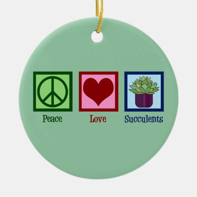 Peace Love Succulents Ceramic Tree Decoration (Front)