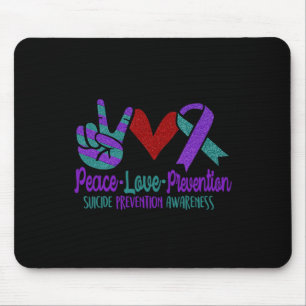 Peace Love Suicide Prevention Awareness Teal Purpl Mouse Mat