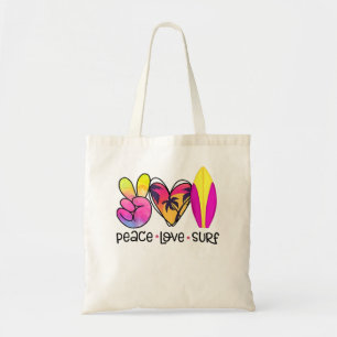 Peace Love Summer Surf Retro Vacation  Tote Bag