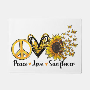 "Peace, Love, Sunflower"  Doormat