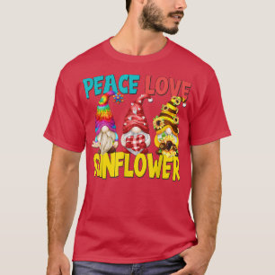 Peace Love Sunflower Gnomes For Women Funny Garden T-Shirt