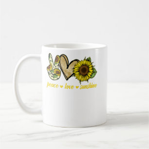 Peace Love Sunshine Gold Heart Sunflower Coffee Mug